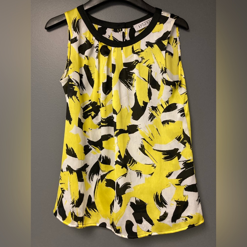💛TODAY***$13***Kasper silk-crepe feel sleeveless blouse with floral desi